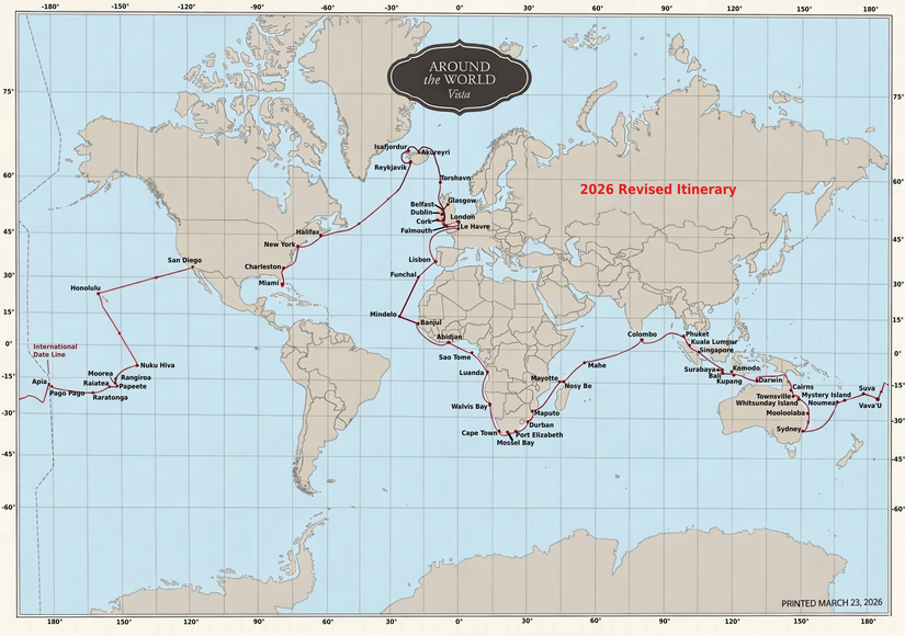 2026 World Cruise Map - Revised